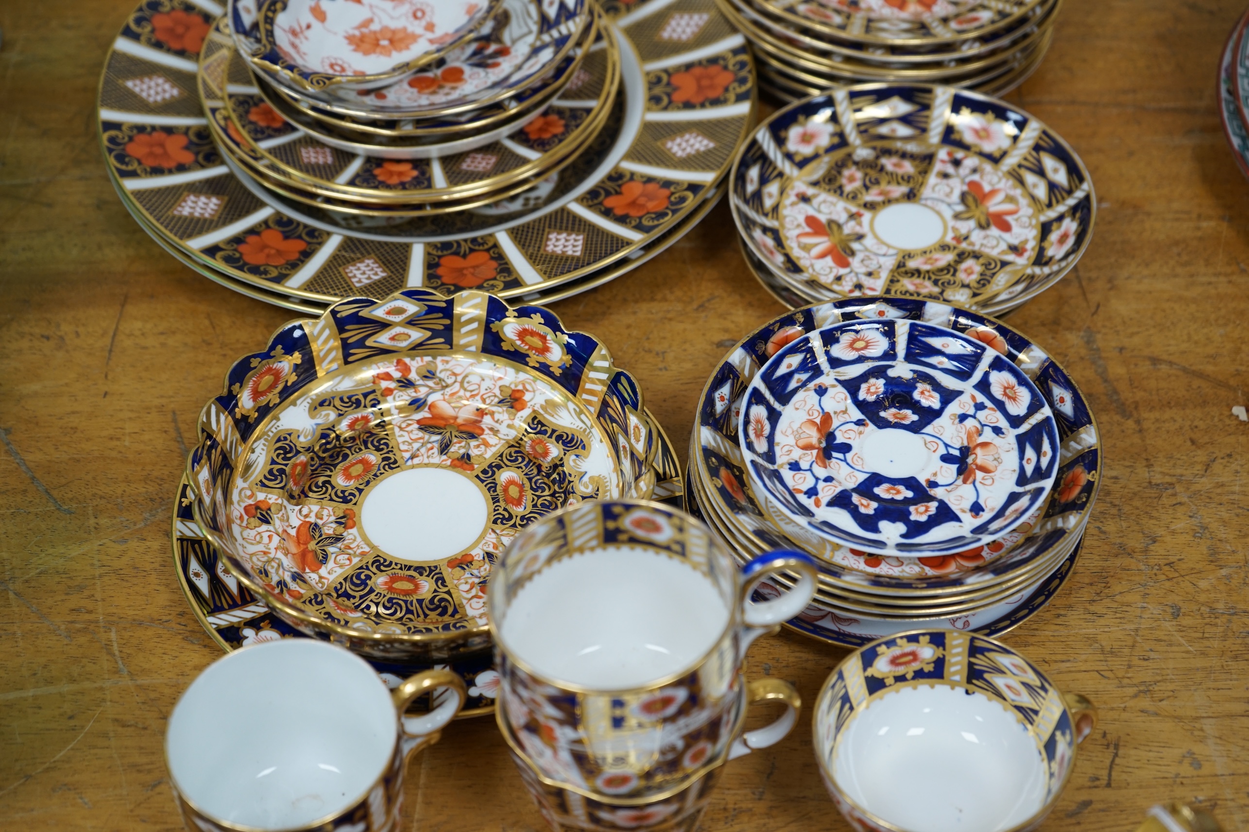 A collection of mostly Royal Crown Derby and Davenport Imari pattern teawares. Condition - good